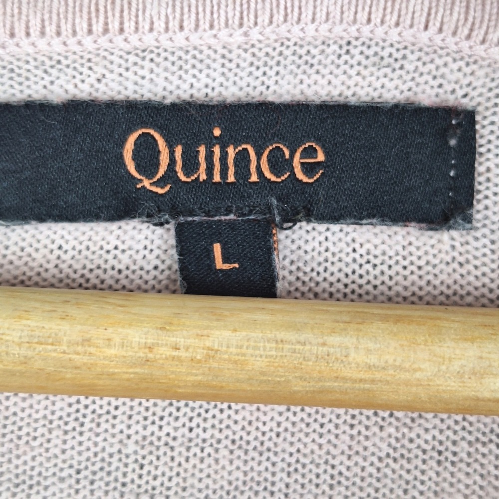 Quince Sweater Large Pink Organic Cotton Cashmere Blend Preppy Quiet Luxury - Picture 2 of 7